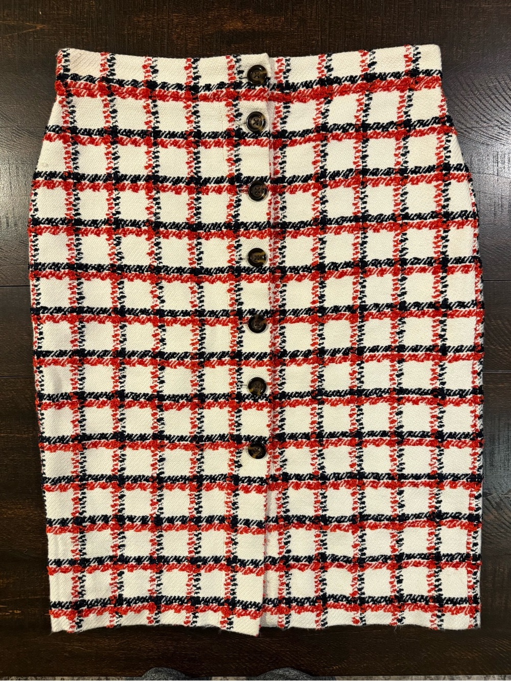 Ann Taylor Red, Black and White Tweed Pencil Skirt - Picture 2 of 9